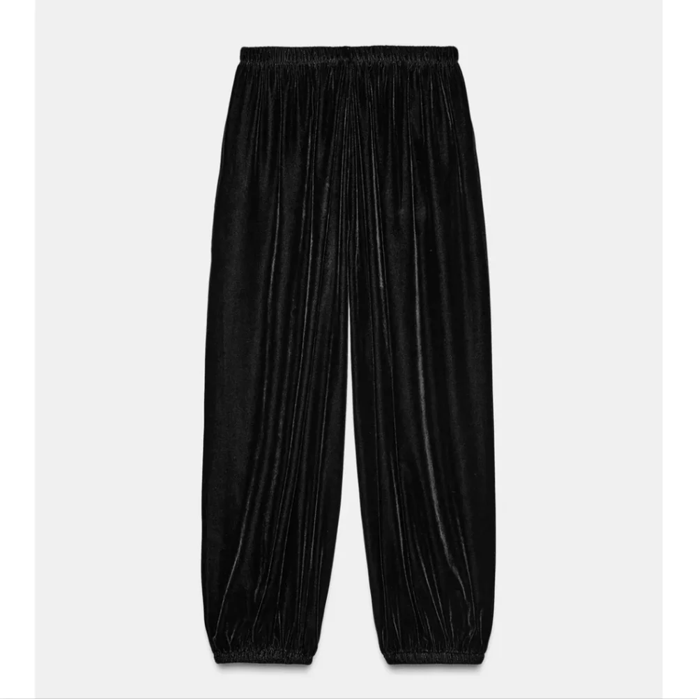 Zara velvet balloon pants black